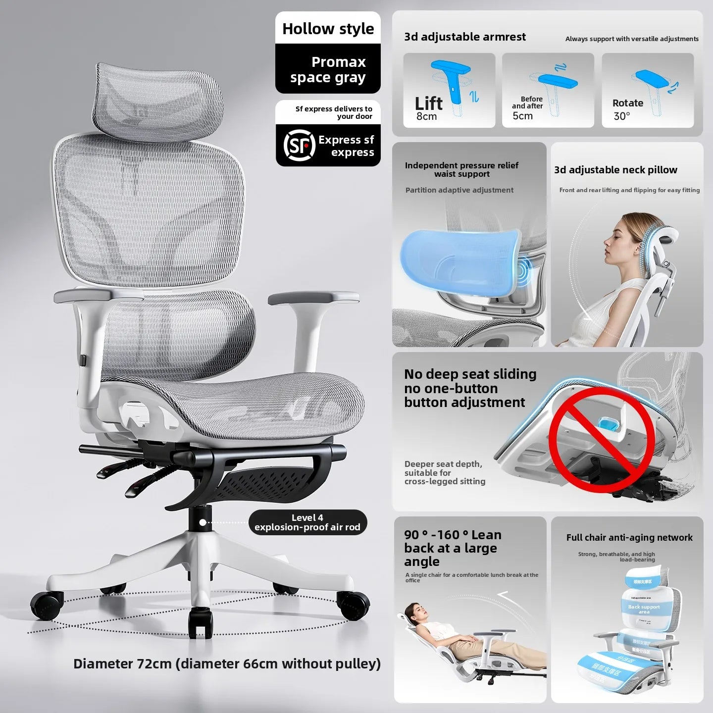 Ergonomic Office Chair with Lumbar Support, Adjustable Height Gaming Chair, Comfortable Computer Chair with Swivel Recliner Design for Home & Office