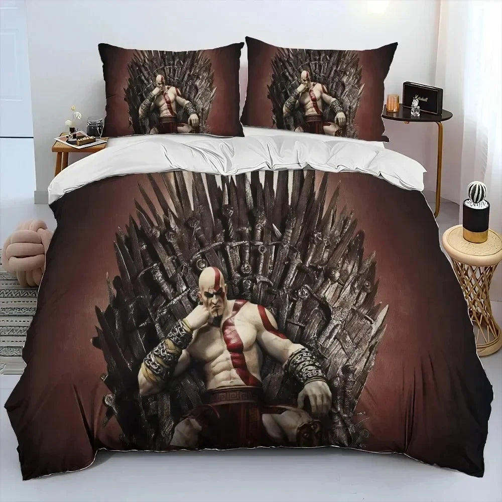 3D Print God Of War Game Gamers Kratos Bedding Set Boys Girls Twin Queen King Size Duvet Cover Pillowcase Bed Boys Adult
