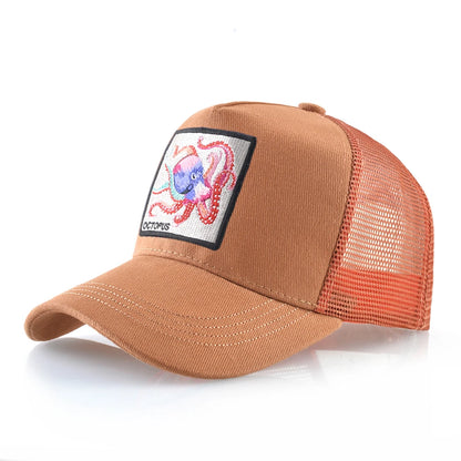 Czapka baseballowa unisex z naszywką z ośmiornicą dla mężczyzn i kobiet – czapka typu snapback na cztery pory roku, czapka typu trucker, czapka sportowa na świeżym powietrzu, oddychająca, codzienna