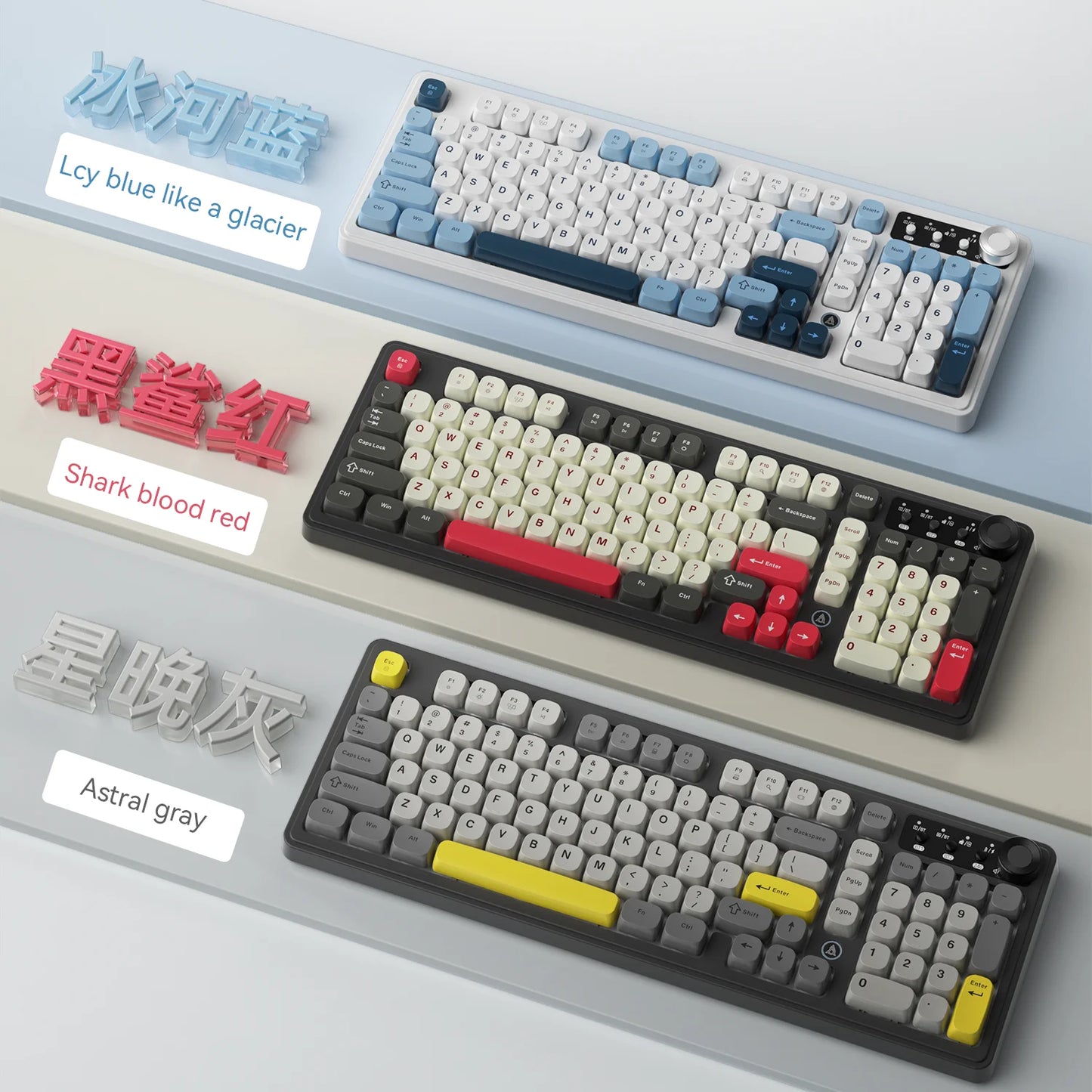 Teclado AJAZZ AF98 com/sem fios, sensação mecânica, para escritório, bateria de longa duração, três modos, iluminação mista RGB, teclas em ABS, ergonómico