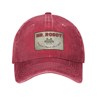 Șepci de baseball personalizate pentru bărbați, cu imprimeu anime „Computer with Sourires”, „Mr Robot”, stil retro cowboy, spălate, din denim, pălărie de soare, șapcă hip-hop