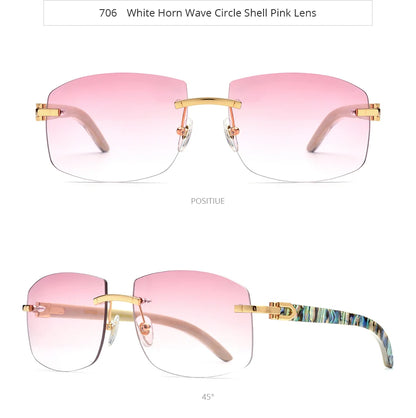 HEPIDEM Buffalo Horn Glasses Men Famous Brand Design Rimless Sunglasses Women Luxury Eyewear Horn-Rim Frameless Buffs Eyeglasses