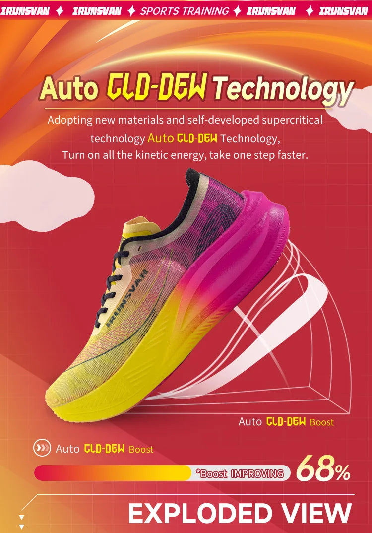 IRUNSVAN Scarpe da running professionali per maratona con piastra in carbonio e nylon, leggere e ammortizzate, sneakers outdoor da allenamento per uomo e donna