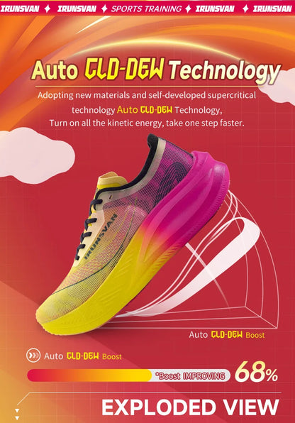IRUNSVAN Scarpe da running professionali per maratona con piastra in carbonio e nylon, leggere e ammortizzate, sneakers outdoor da allenamento per uomo e donna