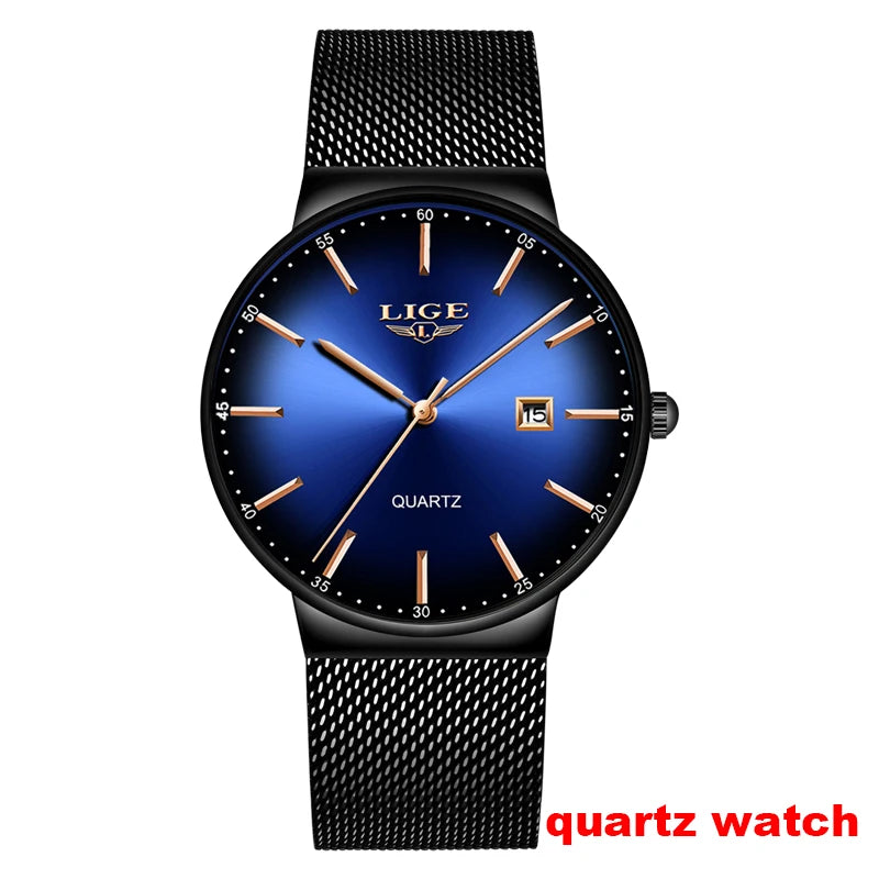 Montres-bracelets mécaniques automatiques pour hommes LIGE – Montre de luxe haut de gamme avec tourbillon, modèle élégant et étanche, idéal pour le travail ou les occasions formelles.