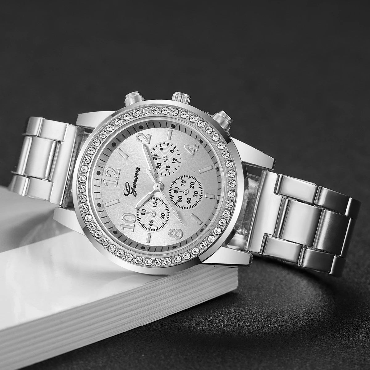 5PCS Luxury Diamond Women Watches Bracelet Set Ladies Arabic Dial Quartz Wristwatches Reloj Mujer (Without Box)