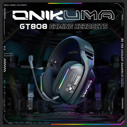 Auscultadores Gaming Sem Fios ONIKUMA GT808 2.4G/Bluetooth/Com Fio, 3 Modos, Over-Ear, com Microfone com Cancelamento de Ruído para PC PS4 PS5