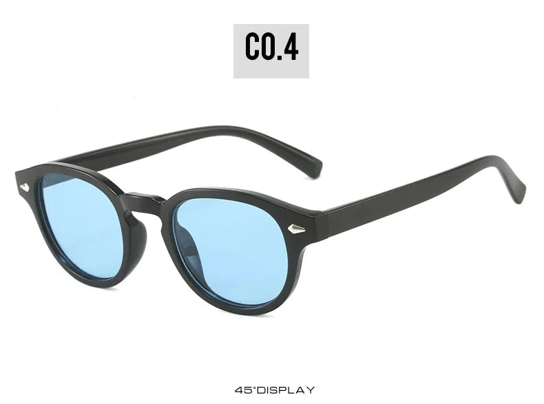 Simple Vintage Round Sunglasses Women Men 2025 Luxury Brand Design Retro Rivet Yellow Blue Lens Square Sun Glasses Female UV400