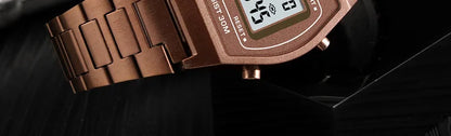 Skmei Unisex Digital Sport's Watches Stainless Steel Strap Led Waterproof 12/24 Hour Format Electronic Alarm Clock