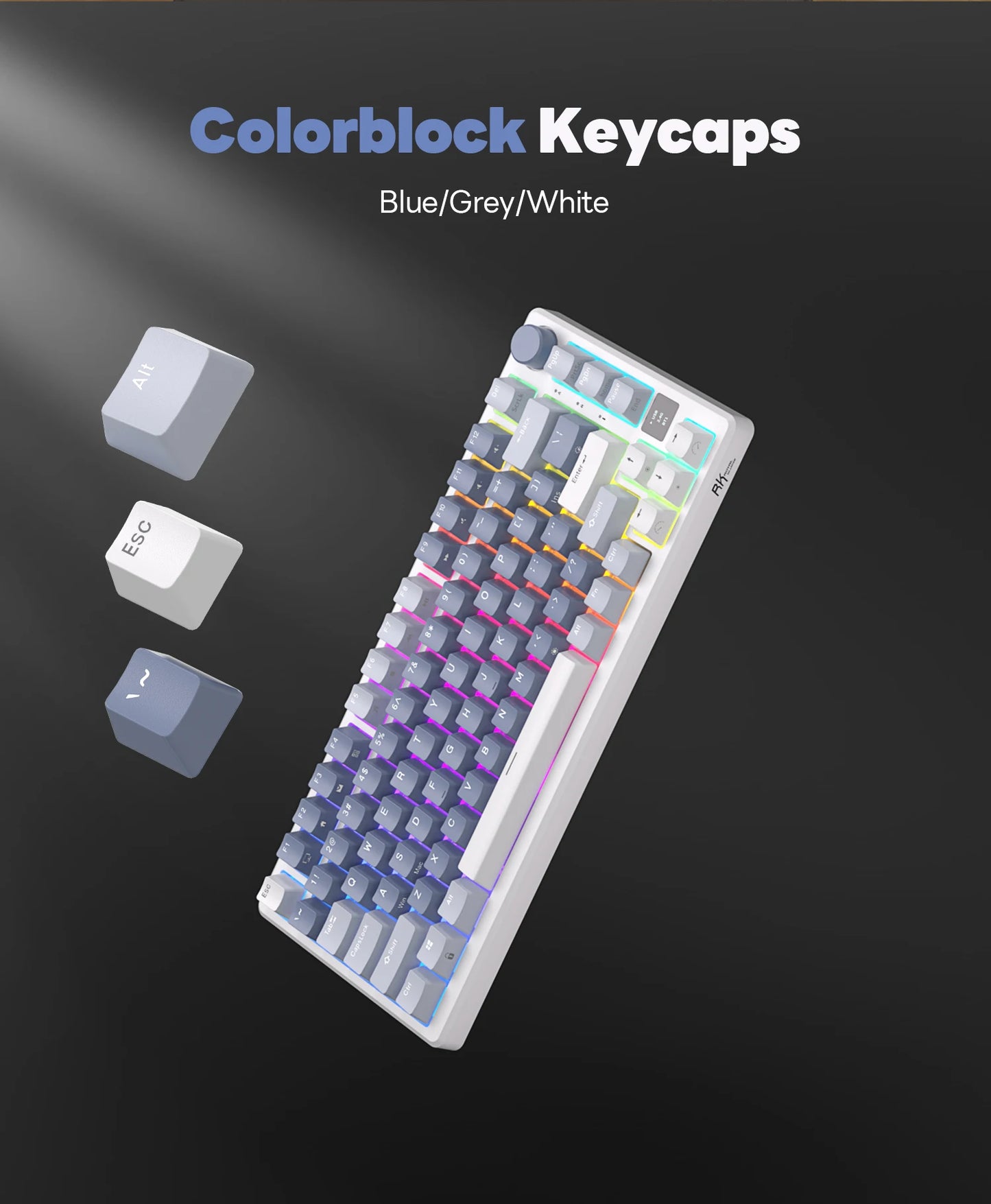 RK ROYAL KLUDGE M75 2.4G Wireless/Bluetooth/USB-C Mechanical Keyboard 81Keys RGB Hot-Swappable Gasket Gamer Keyboard with Screen