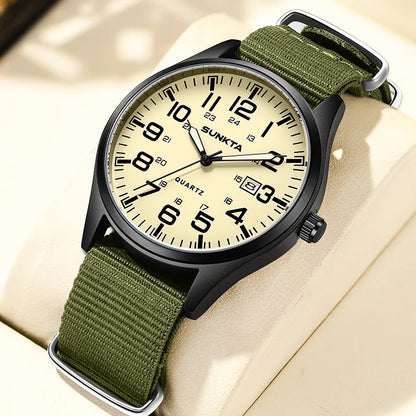 2026 SUNKTA Top Luxury Mens Watch Fashion Casual Quartz Wristwatches Luminous 30M Waterproof Nylon LIGE Watches Men Gifts Reloj