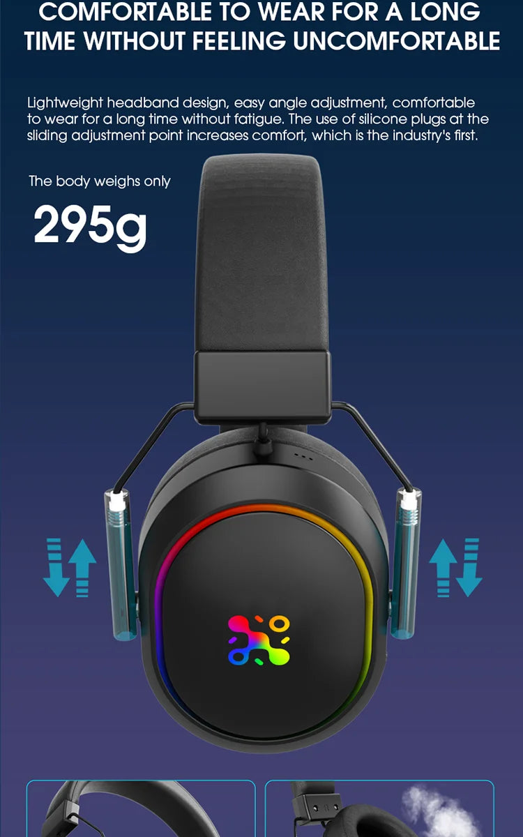 Auricular Gaming Sem Fios LDON PS5 PS4 Bluetooth 2.4GHz Som Surround 3D Microfone com Cancelamento de Ruído Baixa Latência