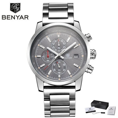 Montre pour homme BENYAR 5102 – Chronographe sportif de luxe à quartz, accessoire de mode d'une grande marque
