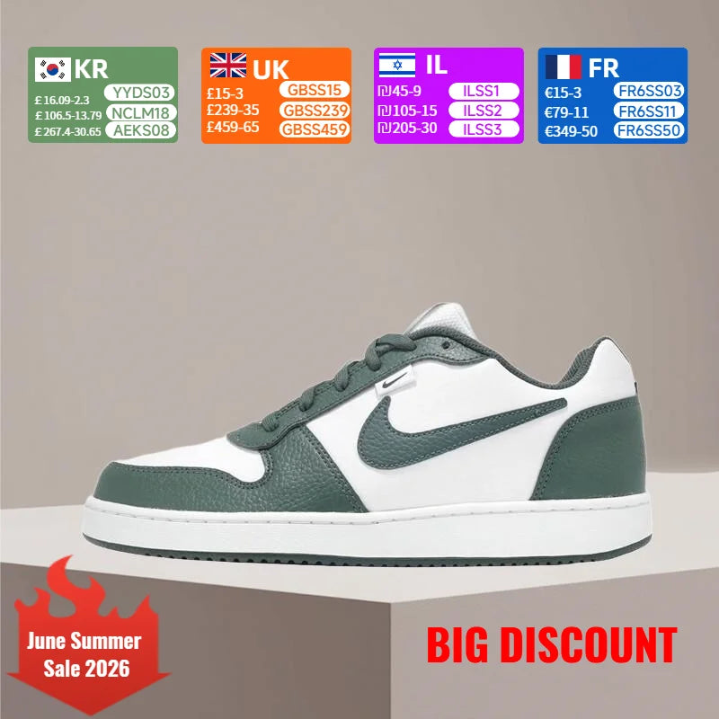 Nike Ebernon Low-Top Classic Comfortable Slip-Resistant Cushioned Durable Everyday Unisex Skate Shoes IO7608-131