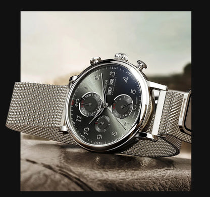 Luxury Brand Switzerland LOBINNI Ewiger Kalender Automatische mechanische Herrenuhr Saphirglas Multifunktionsuhr L13019-8