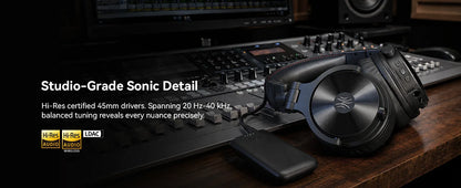 Auscultadores DJ Sem Fios OneOdio Studio Max Bluetooth 6.0 – Latência Ultrabaixa de 9ms, Headset Over-Ear de Monitorização de Estúdio Hi-Res LDAC com Microfone