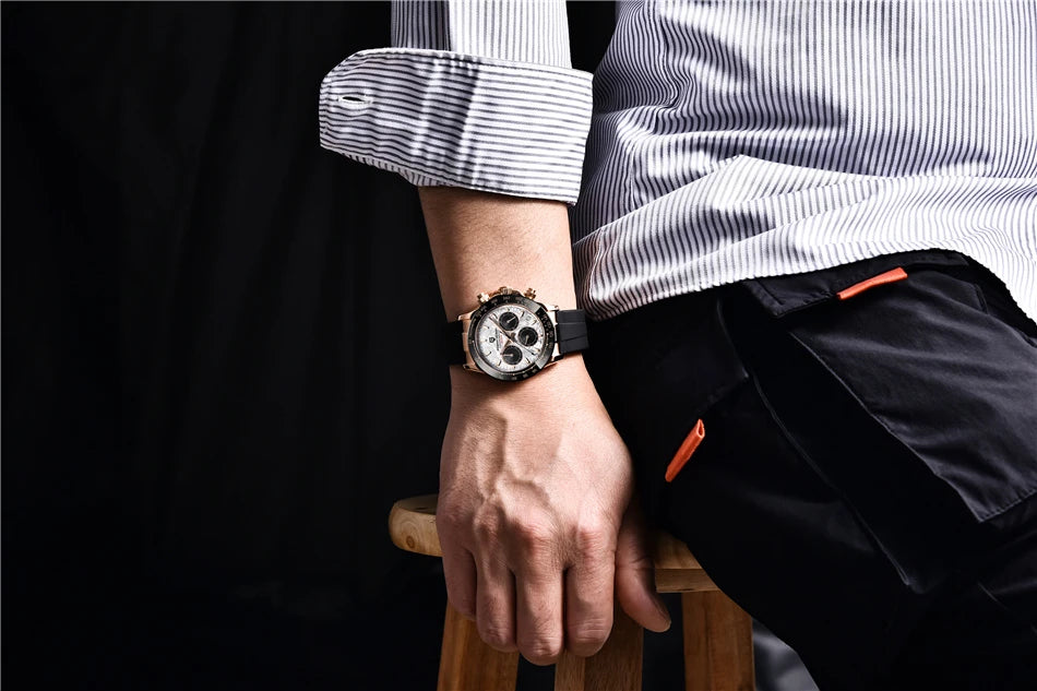 PAGANI DESIGN V2 40MM Quadrante meteorite Orologio da uomo al quarzo Cronografo retro in zaffiro Orologio impermeabile da uomo Reloj0 hombr