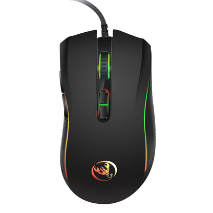 Mouse da gaming ottico professionale di fascia alta con retroilluminazione LED a 7 colori vivaci, design ergonomico e 3200 DPI per gamer LOL e CS