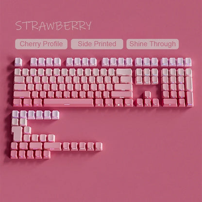 New 133 Key Gradient Gray PBT Double Shot Keycap Side Print Shine Through Backlit Keycaps For Cherry Gamer Mechanical Keyboard