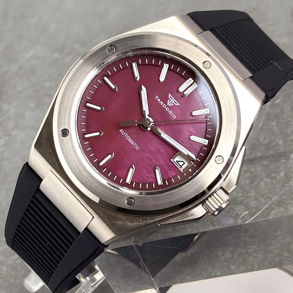Tandorio 200M Diving 40mm Black White Shell Dial Lume NH35Automatic Men Watch Sapphire Glass Stainless Steel Bracelet 2025