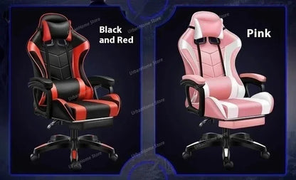 Ergonomic Gaming Chair with Reclining Backrest, Leather Computer Chair, Comfortable Swivel Office Gaming Chair with Adjustable Height & Armrests