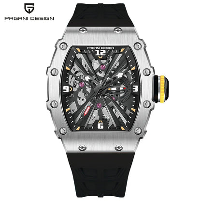 PAGANI DESIGN Newest Luxury Skeleton Watches VH65 Man Quartz Watch 42MM Rubber Strap Sapphire Glass Waterproof reloj hombre