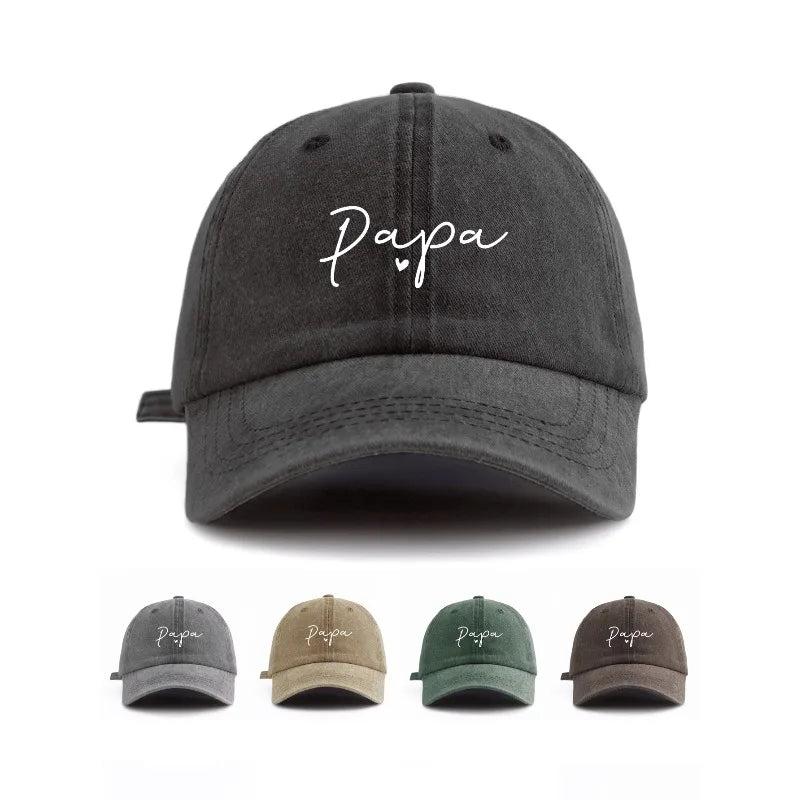 1 szt. Czapka baseballowa PAPA z nadrukiem w stylu „washed”, klasyczna, codzienna, retro, regulowana, lekka, chroniąca przed słońcem, uniwersalna czapka dla kierowców do codziennego noszenia