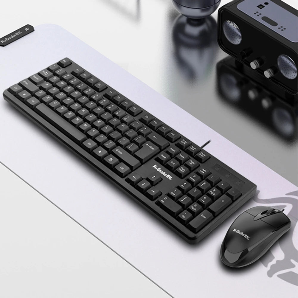 Novo teclado USB com fios para PC, computador portátil e desktop, com rato ótico com fios para Windows, Mac OS, laptop e PC