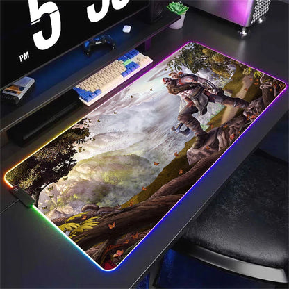 God Of War Large Kratos Atreus Mouse Pad RGB Glowing E-Sports Gamer Keyboard Rug with Extensible Phantom Color Carpet 500x1000