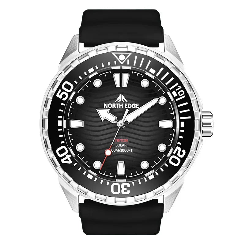 hot NORTH EDGE 2025 New TRITON Solar Powered Dive Watch Men Luxury Quartz Watches For Men 316L Stainless Steel Case Waterproof 3