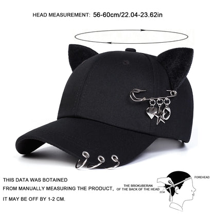Unisex Cat Ear Pin Love Baseball Caps Spring Autumn Outdoor Adjustable Casual Hats Sunscreen Hat Sports Cap