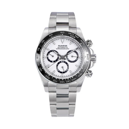 Sugess Diving Mens Watch Panda Automatic Mechanical Chronograph Peacock SL4801 Movement Wristwatch Waterproof Ceramic Bezel New