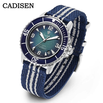 CADISEN Deep Explorer 2025 New Automatic Mechanical Watch Man Canvas Strap Wristwatch 8215 Luxury Luminous Waterproof Watches