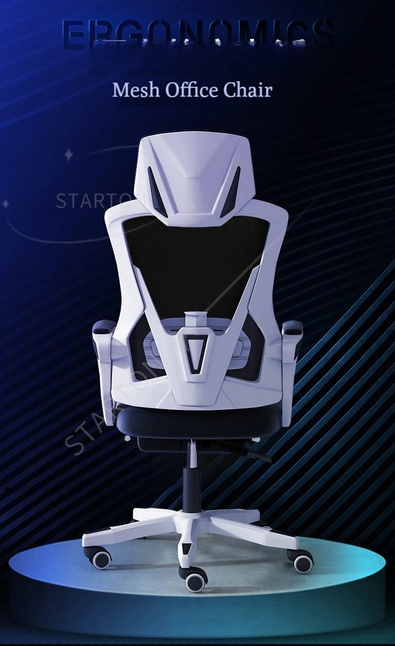 High Density Mesh Office Chair with Footrest, Ergonomic Home Office Chair, Adjustable Executive Swivel Chair with Comfortable Foam Seat