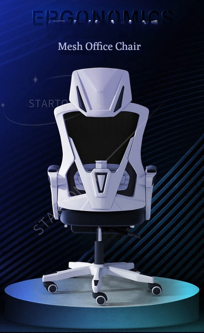 High Density Mesh Office Chair with Footrest, Ergonomic Home Office Chair, Adjustable Executive Swivel Chair with Comfortable Foam Seat