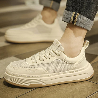 Ultralette, åndbare mesh-sneakers til mænd 2025 – moderigtige fritidssko med tyk sål, behagelige snøresko til daglig gang