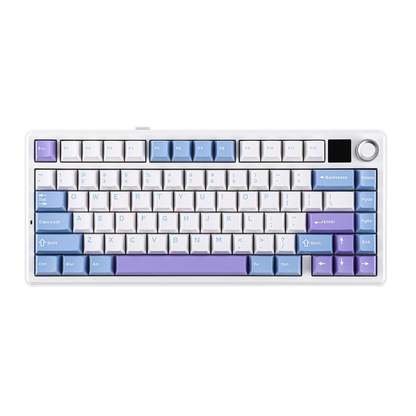 Teclado mecânico sem fios EPOMAKER X AULA F75 MAX Compact 75% ANSI Layout com ligação com fios/Bluetooth/2.4GHz, ecrã TFT e botão rotativo