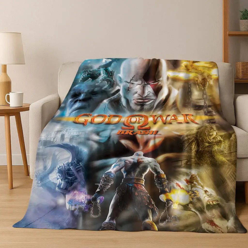 Classics God of War Kratos 3A Game Gamer Flannel Blanket,Warm and Cozy Soft Throw Blanket for Home Bedroom Bed Sofa Kid Gift