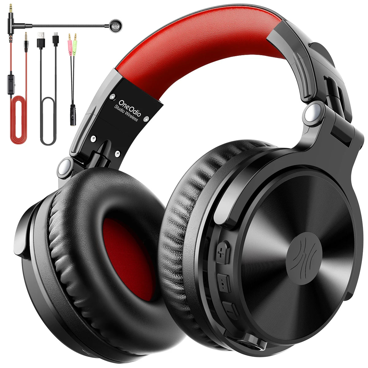 Auscultadores Gaming Sem Fios Bluetooth 5.2 OneOdio 110H – Autonomia de 110H, auscultadores over-ear com graves profundos e microfone, headset 2 em 1 com e sem fios para PC e PS4