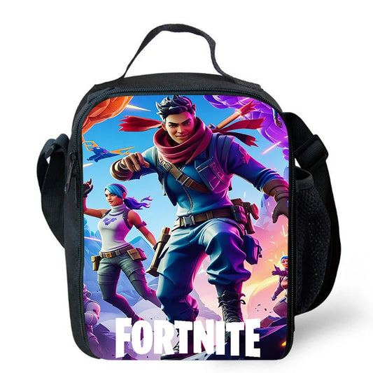 Torba na lunch z motywem kreskówkowym Fortnite, przenośna izolowana torba śniadaniowa, wielorazowa torba do przechowywania żywności, odpowiednia dla dzieci i uczniów.
