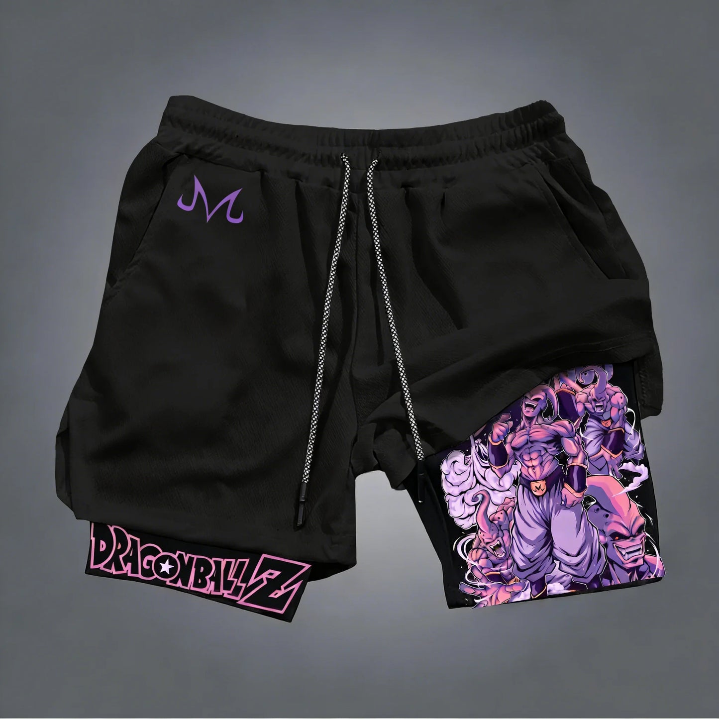 Dragon Ball Anime Majin Buu Trendy Printed Double Layer Shorts 2026 Men's Summer Boxing Sports Quick Drying Breathable Shorts