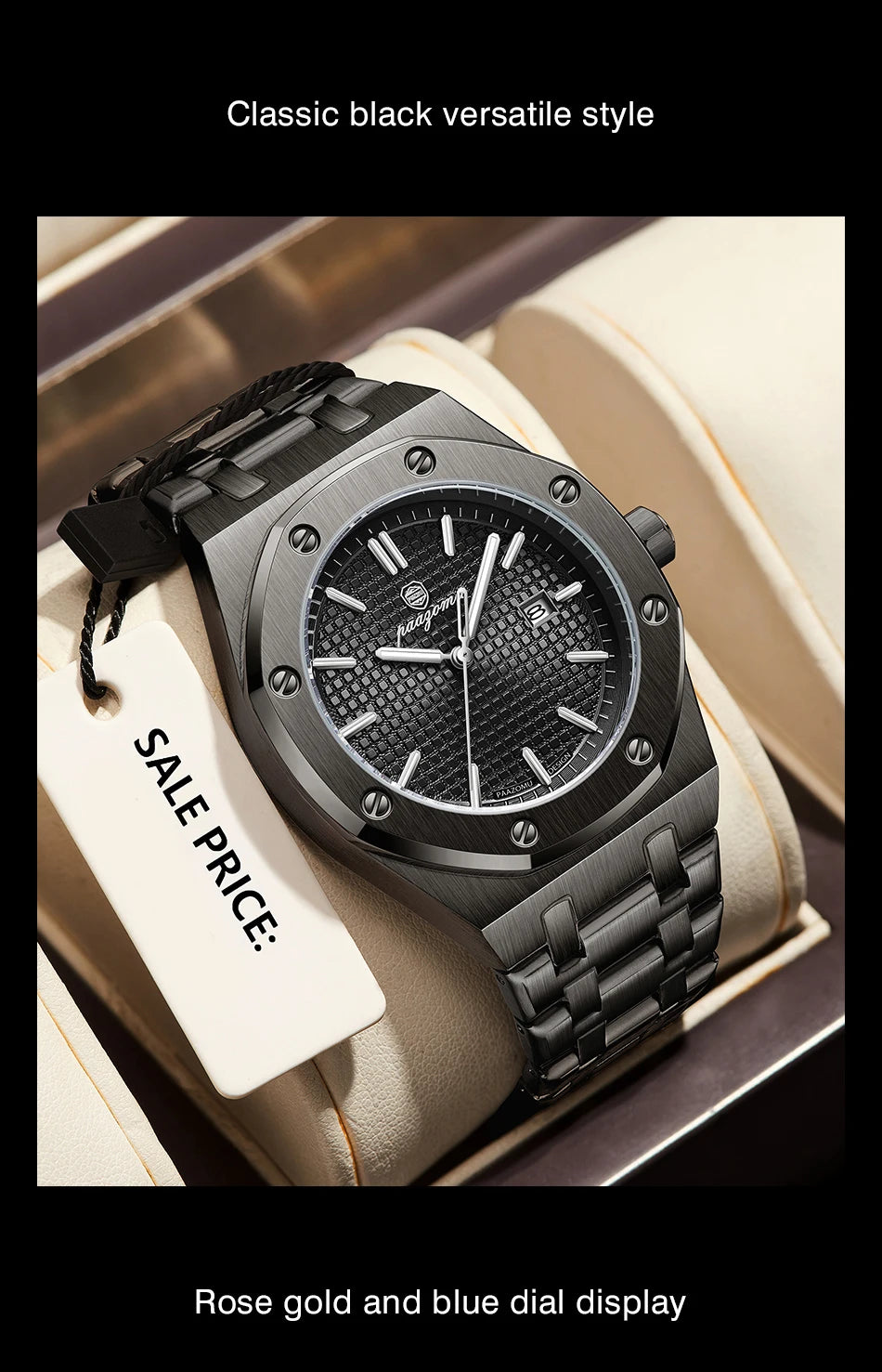 PAAZOMU Luxury Square Man Quartz Watch Waterproof Luminous Date Men's Watch High Quality Stainless Steel Business Men Watches