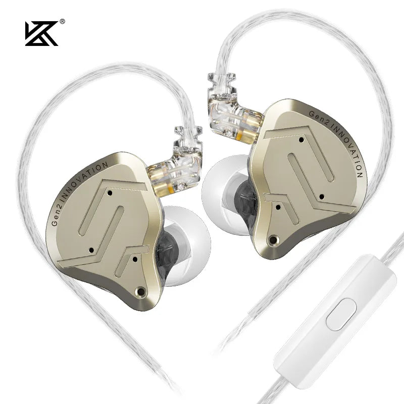 KZ ZSN Pro 2 Hybrid In-Ear Wired Headphones – 1BA+1DD HiFi Bass Noise Cancelling Earphones with Mic