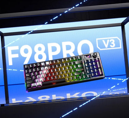 AULA F98Pro V3 Mechanical Keyboard W/ Rotate Button RGB Backlight Screen Tri-Modes Game E-sports Special Carved 95 Keycaps