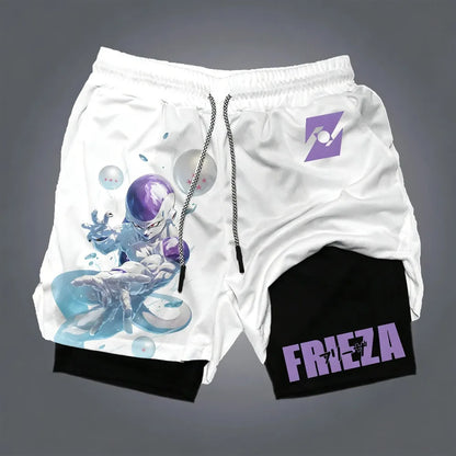 Pantaloni scurți unisex Dragon Ball Goku, stil Harajuku, cu imprimeu anime, produs nou vara 2026, croială lejeră, sport, respirabili, cu uscare rapidă, strat dublu