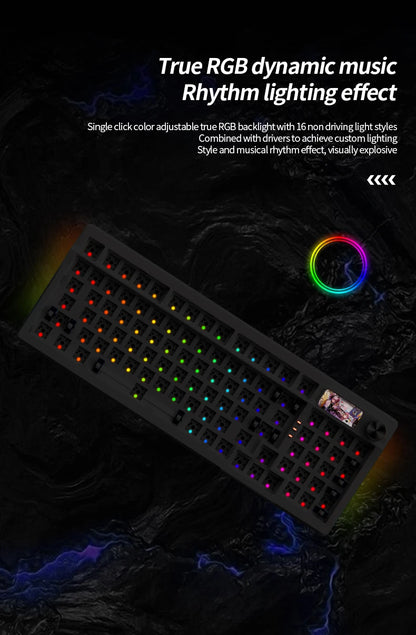 YINDIAOY95 Tastatur-Kit, Hotswap, TFT-Bildschirm, vollständige RGB-Hintergrundbeleuchtung, 2.4GHz Bluetooth, kabellose Custom-DIY-Mechanical-Tastatur
