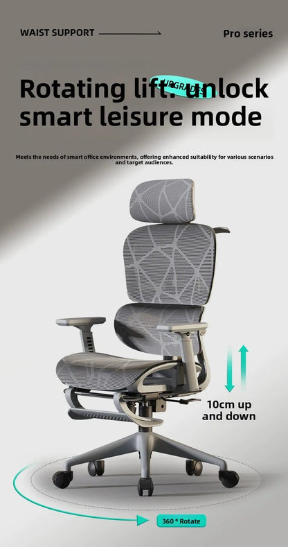 Ergonomic Office Computer Chair with Lumbar Support, Reclining Gaming Chair, Breathable Mesh Desk Chair, Adjustable Swivel Executive Chair for Long Sitting