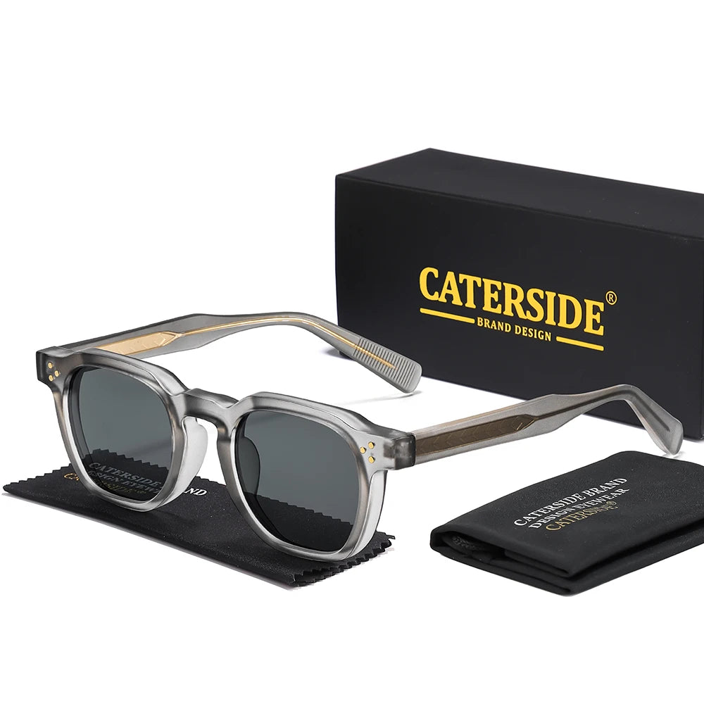 CATERSIDE New Vintage Men's Sunglasses High-Quality Square Sun Glasses Women's Outdoor Travel Beach Summer Fashion Glasses Uv400