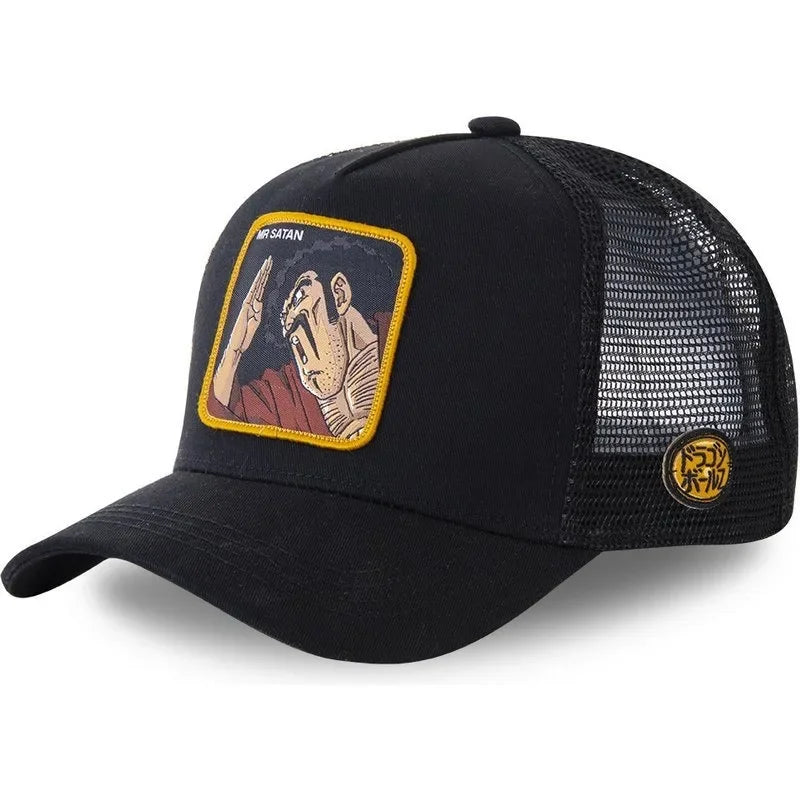 Dragon Ball Buu Goku sapka Nyári utazós csúcsos sapka Férfi hímzett hip-hop stílusú napellenzős állítható trucker hálós sapka