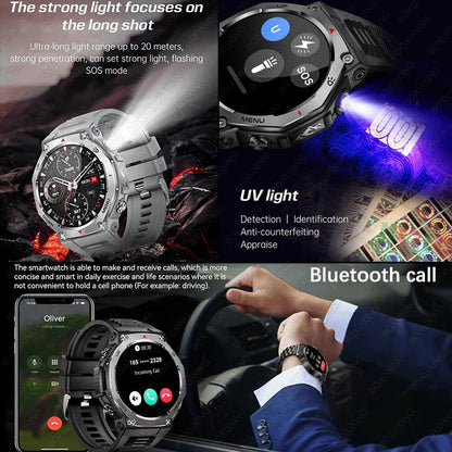 New T-Rex 3 Military Outdoor Sports Smart Watch Men GPS Motion Track 5 ATM Waterproof Heart Rate HD Bluetooth Call Smart Watch
